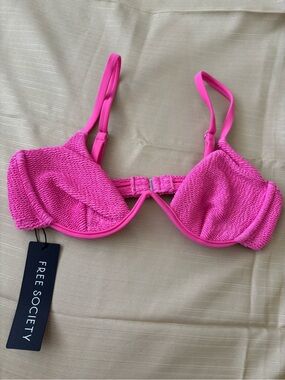 Free Society Pink Textured Underwire Bikini Top